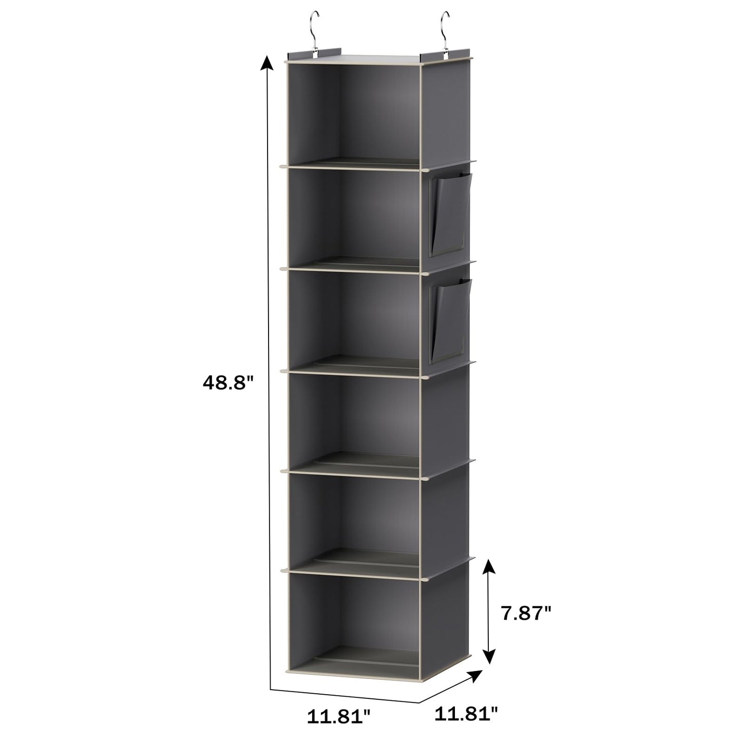 YOUDENOVA Hanging Closet Organizers and Storage, 6-Shelf Closet Hanging Storage Shelves, Grey