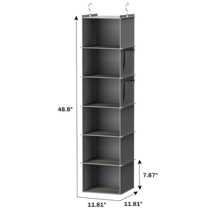 YOUDENOVA Hanging Closet Organizers and Storage, 6-Shelf Closet Hanging Storage Shelves, Grey
