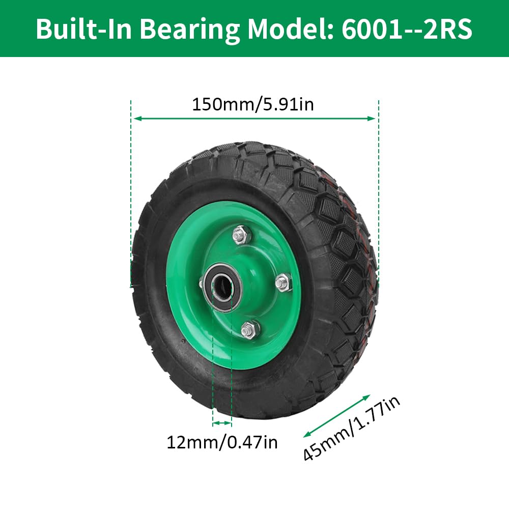Pneumatic Tires, 6 Inch 250kg 36psi Wear Resistant Pneumatic Wheels Industrial Grade Carts Trolleys Tires Universal Garden Carts