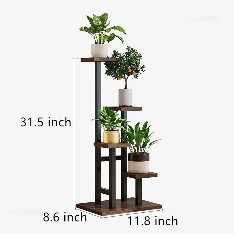 Plant Stand Indoor 4 Tier 5 Potted Multiple Plant Shelf Stands for Garden Corner Balcony Living Room Black