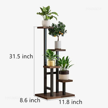 Plant Stand Indoor 4 Tier 5 Potted Multiple Plant Shelf Stands for Garden Corner Balcony Living Room Black