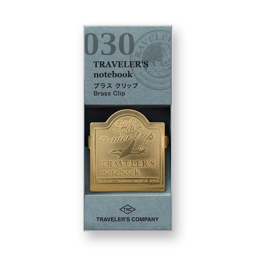 DESIGNPHIL Traveler's Notebook, Brass, Clip, Airplane Pattern 43090006