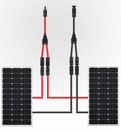 SOYAN 2 Pairs Solar Connectors Y Branch Parallel Adapters 10AWG Cable for Solar Panel (Red & Black)