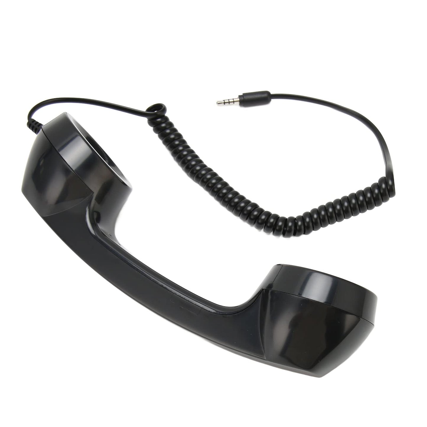3.5mm Retro Telephone Handset, Cell Phone Handset, Cell Phone Receiver Microphone Speaker, for Smartphones and Computers with 3.5mm Headphone Jack (Black)