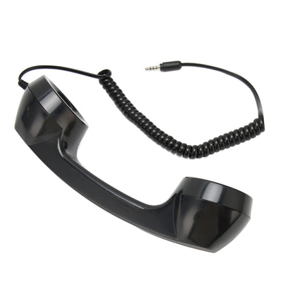 3.5mm Retro Telephone Handset, Cell Phone Handset, Cell Phone Receiver Microphone Speaker, for Smartphones and Computers with 3.5mm Headphone Jack (Black)