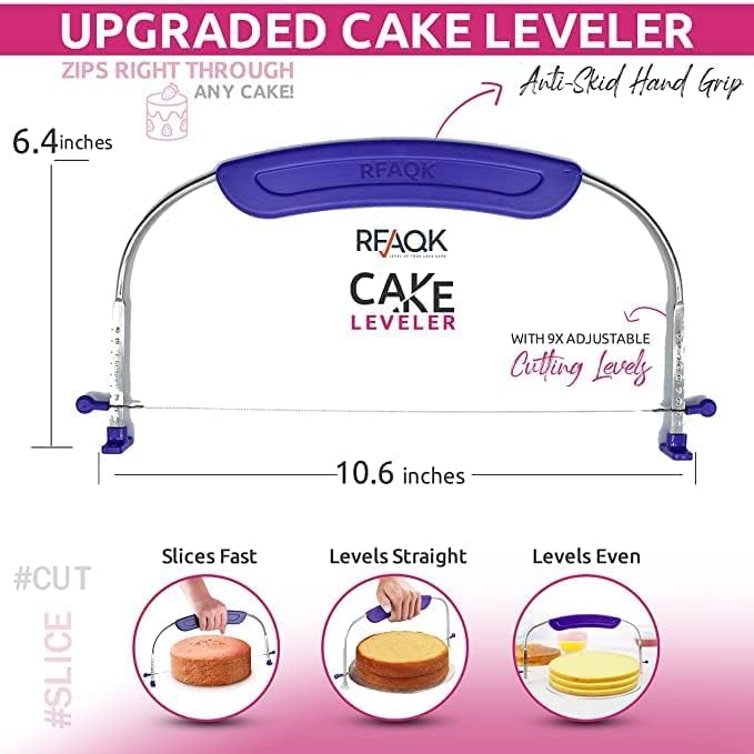 RFAQK 35 PCs Cake Decorating Kit with Cake Turntable -Leveler- Cake Stand with Non slip Base-7 Piping Tips & 20 Bags-Straight & Offset Spatula- Scraper Set-EBook-Cake Decorations & Baking Supplies Set