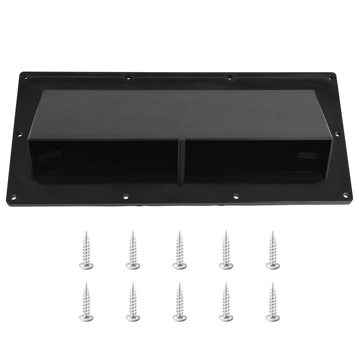 RV Range Hood Vent Cover, RV Stove Exhaust Vent Cover Replacement with Screen & Damper, Waterproof Exterior Vent for Camper Trailer Motorhome, Includes 10Pcs Screws, Black