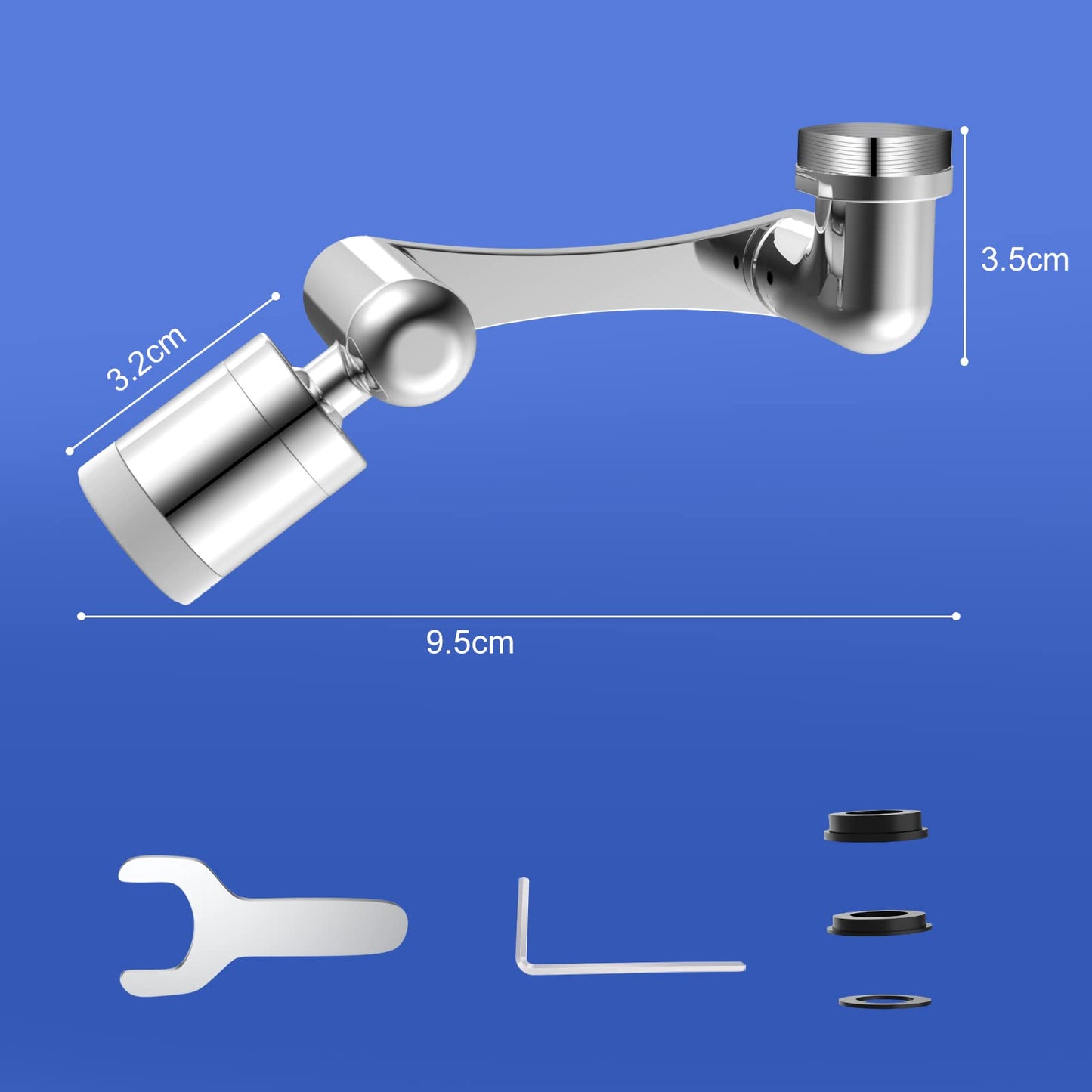 1440 Swivel Multifunctional Robotic Arm Faucet Extender, Large-Angle Rotating Splash Filter Faucet Aerator for Kitchen and Bathroom Sink, Kitchen Extension Faucet, 2 Water Outlet Modes 1 Pcs