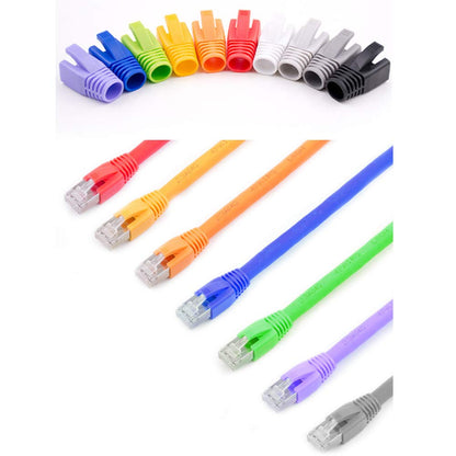50 Pcs Cat7 Cat7A Cat8 Strain Relief Boot, RJ45 Plug Connector Cover Modular Network Plug Connector Cap Cable Connector Boots, Blue
