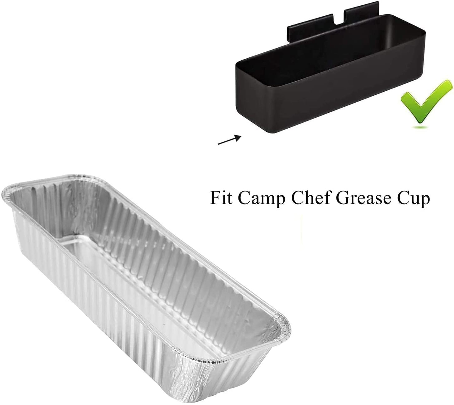 Powder-Coated Steel Grease Cup and 10 Pack Disposable Aluminum Drip Pans Compatible with CampChef Grill Griddles SG100, SG90, SG14, SG30, SG60
