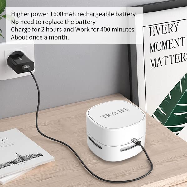 TRZLIFE Desk Vacuum Cleaner, Rechargeable and Durable Mini Table Vacuum Cleaner Must-Have Office Desk Accessory Sucks up Tiny Items and Crumbs from Desktop Drawer Countertop Ideal as a