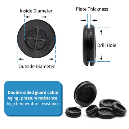 Vrupin 32 Piece Closed Rubber Grommet Firewall Solid Closed Hole Plug Kit, Tower and Round Double Sided Rubber Hole Plugs for Wire Electrical Plumbing Systems.