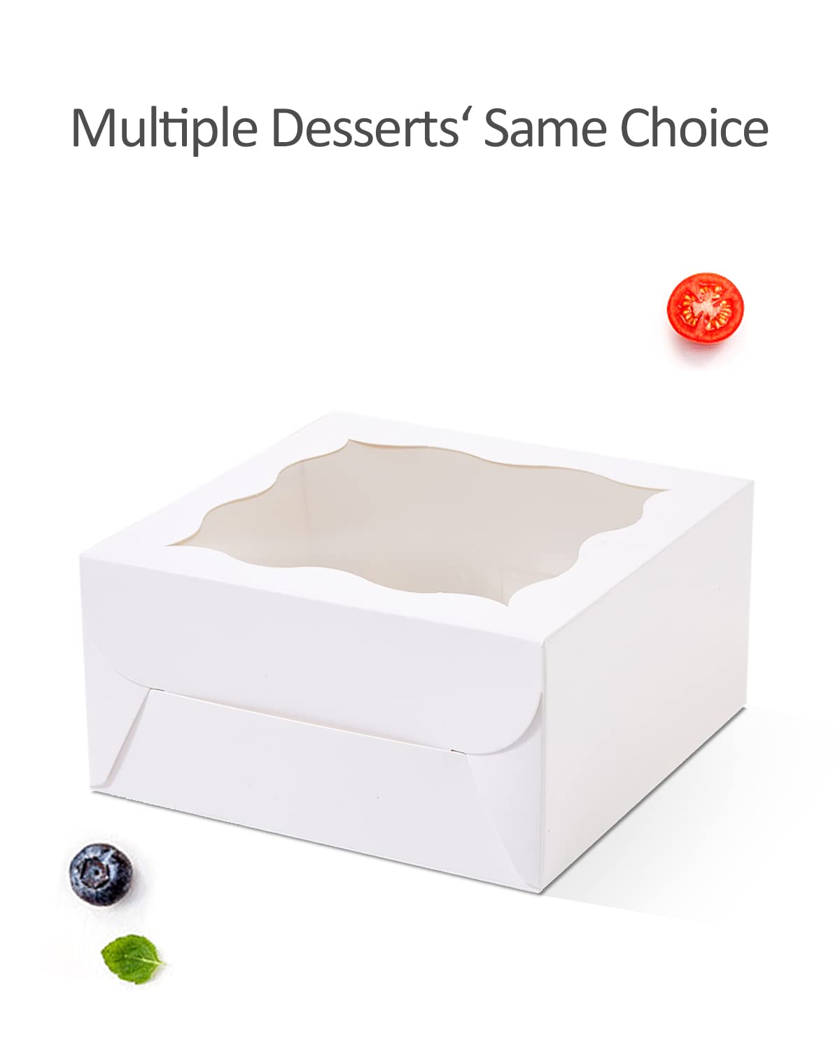 Bakepacker 4x4x2.5" Bakery Box with Window - 60pcs White Macaron, Donut & Mini Cookie Boxes