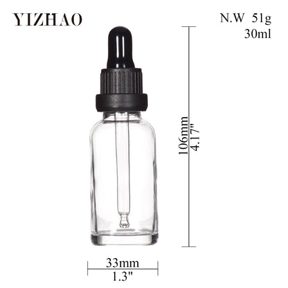 Yizhao 1oz Clear Dropper Bottle, 30ml Glass Tincture Bottle, for Essential Oils,Travel, Aromatherapy, Laboratory–12 Pcs