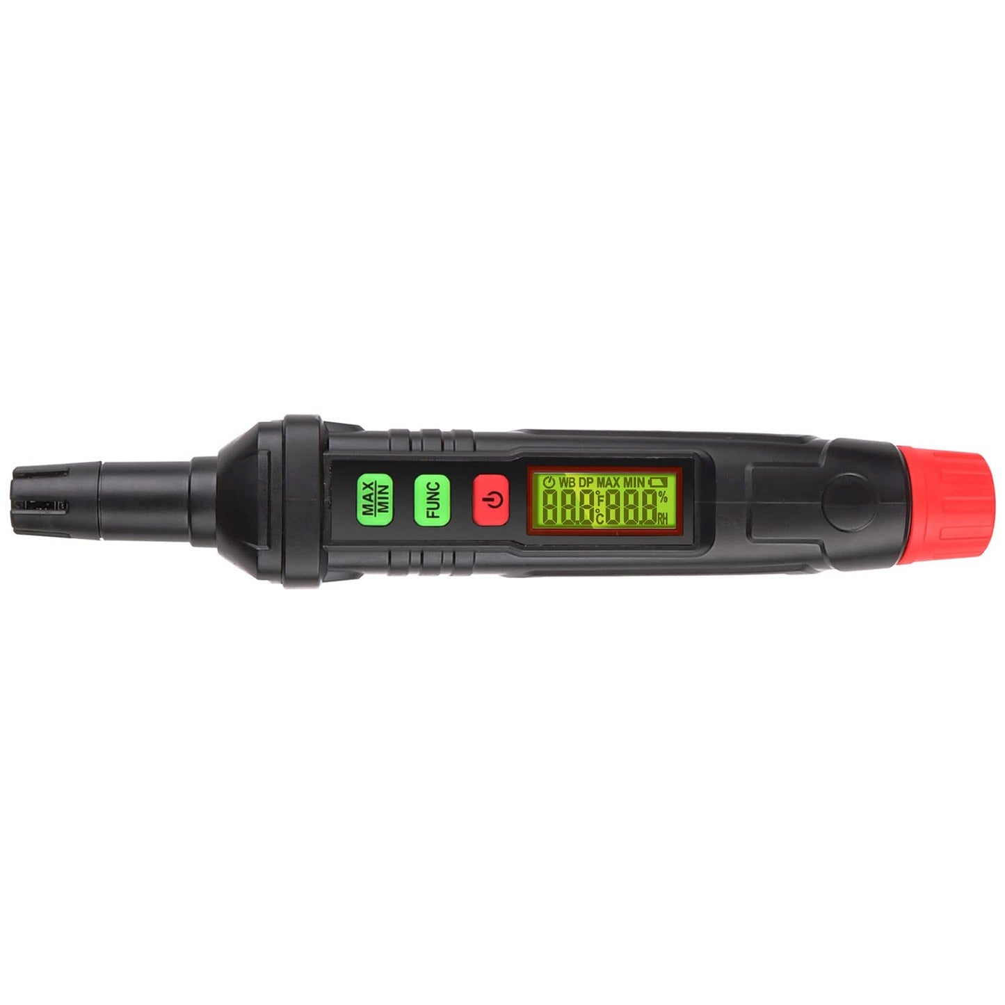 Portable Thermo-Hygrometer 4-in-1 Digital Psychrometer Mini Temperature Humidity Meter Pen Type Home Greenhouse Indoor Hygrometer with Dew Point & Wet Bulb Temperature, Max/Min, Backlight LCD Display