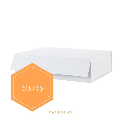 PACKHOME Gift Box 13x9.7x3.4 Inches, Large Gift Box with Lids, Sturdy Shirt Box with Magnetic Lid for Wrapping Gifts (Glossy Metallic White)