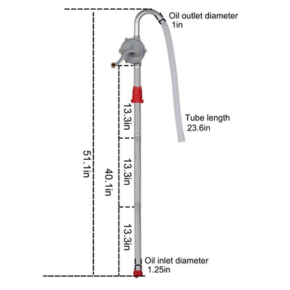 Vevitts 55 Gallon Drum Pump, Aluminum Alloy Rotary Hand Pump - Manual Hand Crank Pump Fits 15 to 55 Gallon Drums