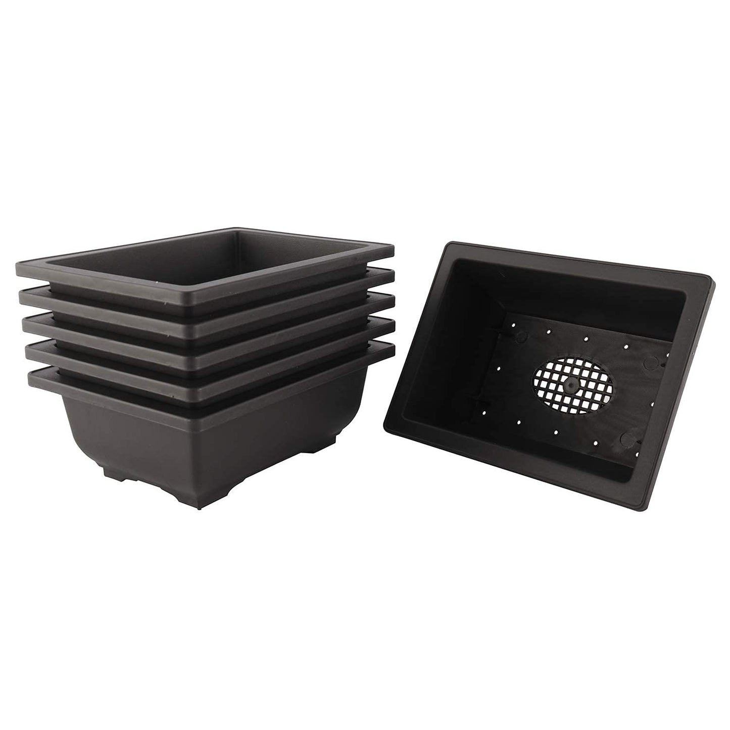 Artilife 6Pcs 6.5Inch Bonsai Pots,Plastic Bonsai Training Pots Humidity Trays Square Nursery Pots for for Plants, Flowers, Herbs, African Violets & Seed Nursery
