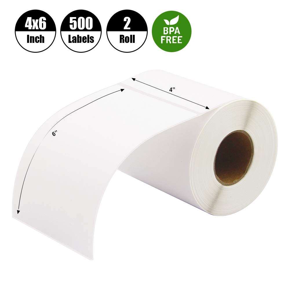 Thermal Labels 4" x 6" Shipping Labels100mmX150mm for Zebra Desktop Printers 250 Labels (2 Rolls)