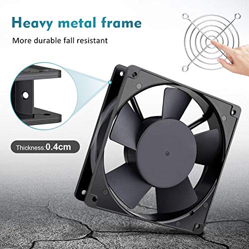Wathai 120mm x 25mm AC Power Muffin Axial Fan 110V/120V Dual Ball for DIY Cooling, Ventilation, Exhaust Projects (5 Inch, 65 CFM, 2400 RPM, 15W, 37/40 dBA)