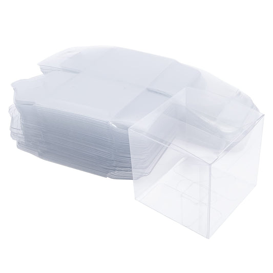 45Pcs Clear Favor Boxes,3 x 3 x 3 Inches Individual Transparent Cube Candy Boxes,Plastic Gift Boxes for Wedding Birthday Thanksgiving Halloween Christmas New Year Party