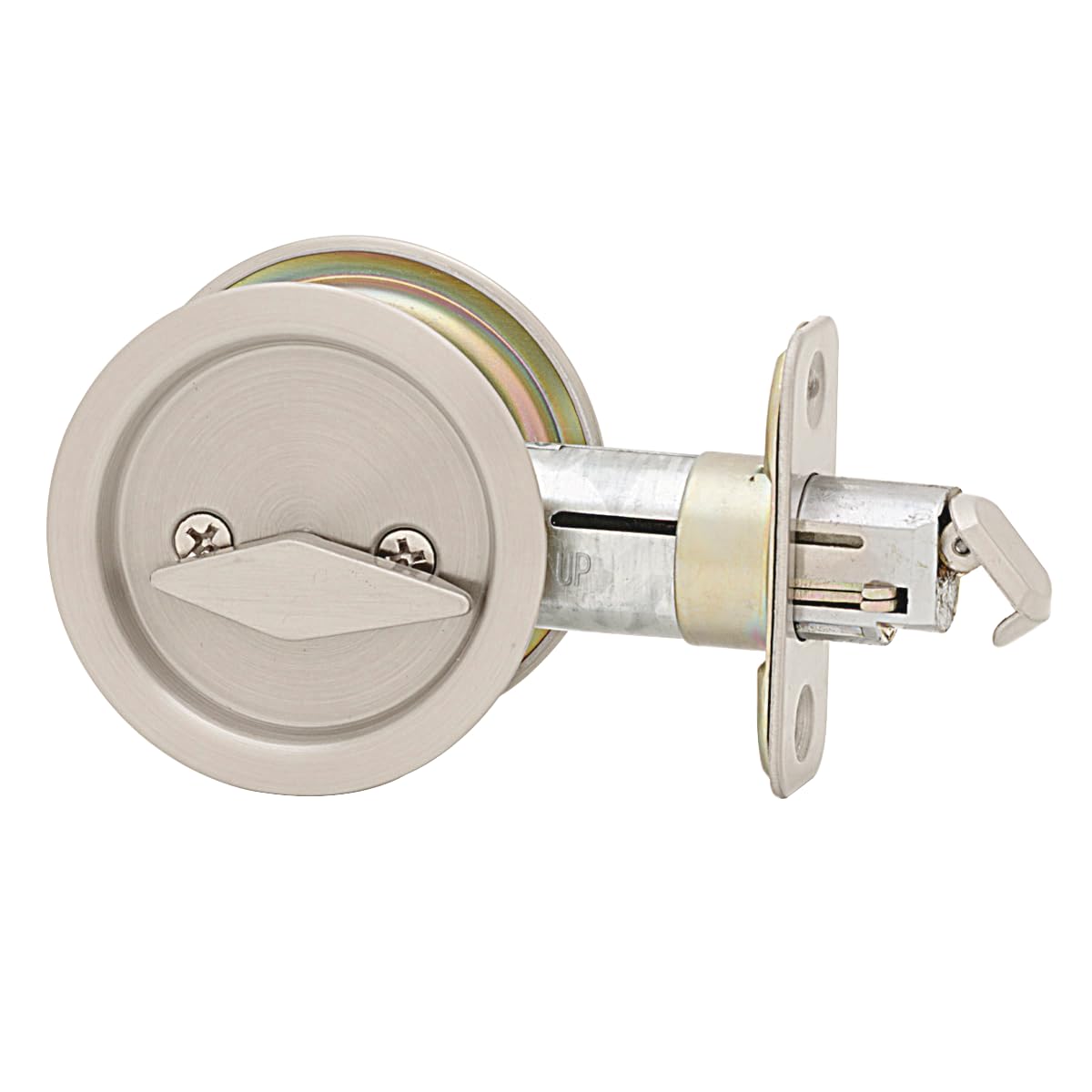 Weiser Satin Nickel Round Privacy Pocket Door Lock for Bedroom and Bathroom, Sliding Door Lock, Traditional Home Décor