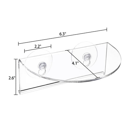 Suwimut 4 Pack Window Plant Floating Shelf, Suction Cup Shelf for Fish Tank, Acrylic Ledge Plants Holder Window Sill Extender for Indoor Plants, Micro Greens, Succulents, Herb Pots (Semicircular)