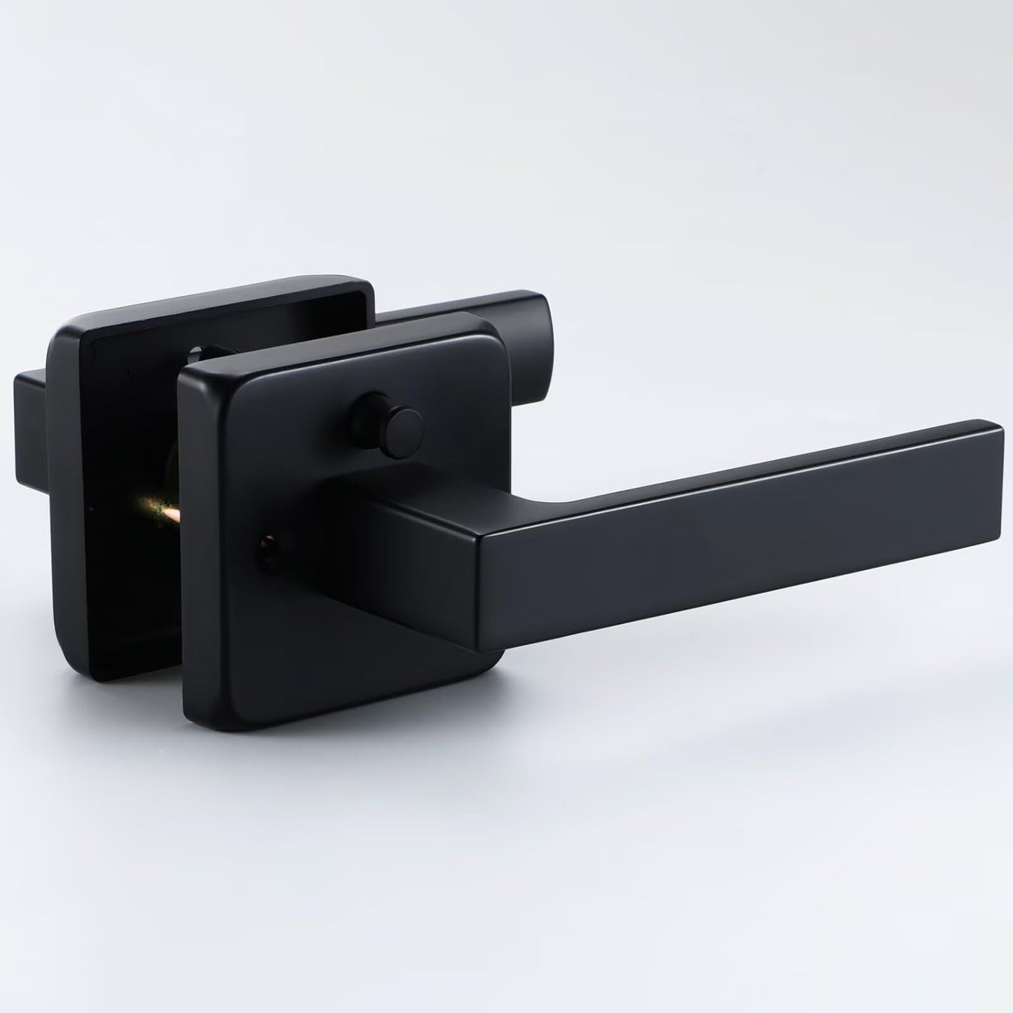 Linkaa Door Handle With Lock - Matte Black Keyless Entry for Bedroom and Bathroom (1 Pack, Privacy Push Button, Matte Black)