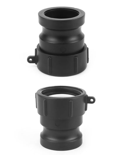 QWORK Poly Cam Lock Fittings, 8 Pack 2” Part A Cam Groove Hose Fitting, 2" Male Adapter x 2" Female Thread, IBC Tote Valve, IBC Tote Fittings, Black