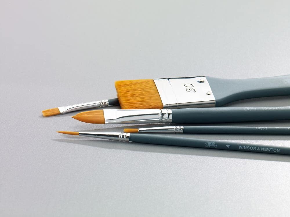 Winsor & Newton Foundation Watercolour Brush Set, Short Handle, Round & Flat, 6 Pack