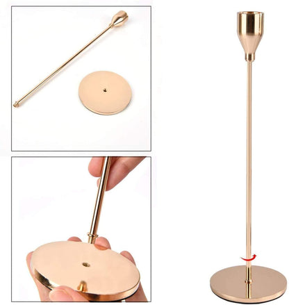 LXTaoler Candle Holders for Taper Candles, Set of 6 Metal Candle Stand Modern Decorative Candlestick Holder for Wedding, Dinning, Party (Gloden-6)