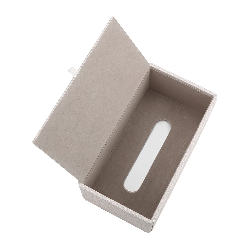 KINGFOM Rectangular PU Leather Tissue Box Holder, Facial Tissue Case Napkin Dispenser for Home Office Car Automotive Decoration with Gold Line(Pearl White-L)