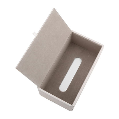 KINGFOM Rectangular PU Leather Tissue Box Holder, Facial Tissue Case Napkin Dispenser for Home Office Car Automotive Decoration with Gold Line(Pearl White-L)