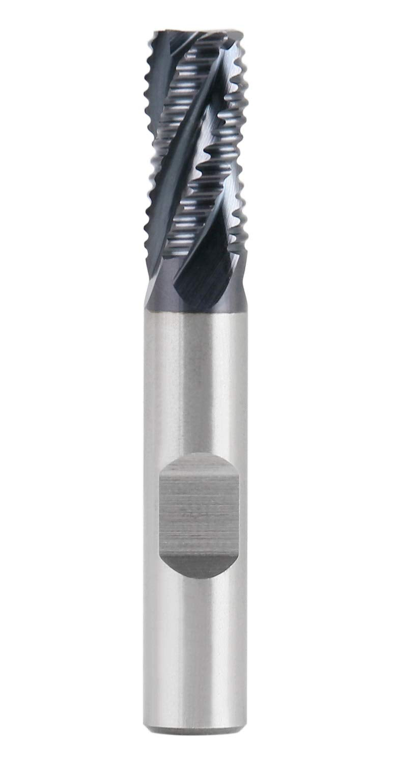 Accusize Industrial Tools 3/8'' Dia by 3/8'' Shk Dia Coarse Tooth M42 8% Cobalt Tialn Roughing End Mill, 3/4'' Flt Length, 2-1/2'' Oal, 1102-0038