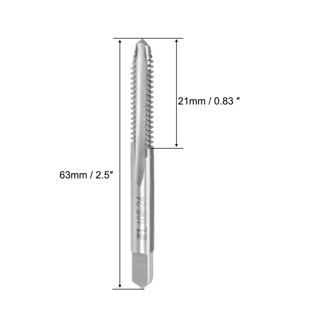 uxcell Machine Tap #10-24 UNC Thread 2B Class 3 Flutes High Speed Steel Screw Threading Tap Tapping Tool 5pcs