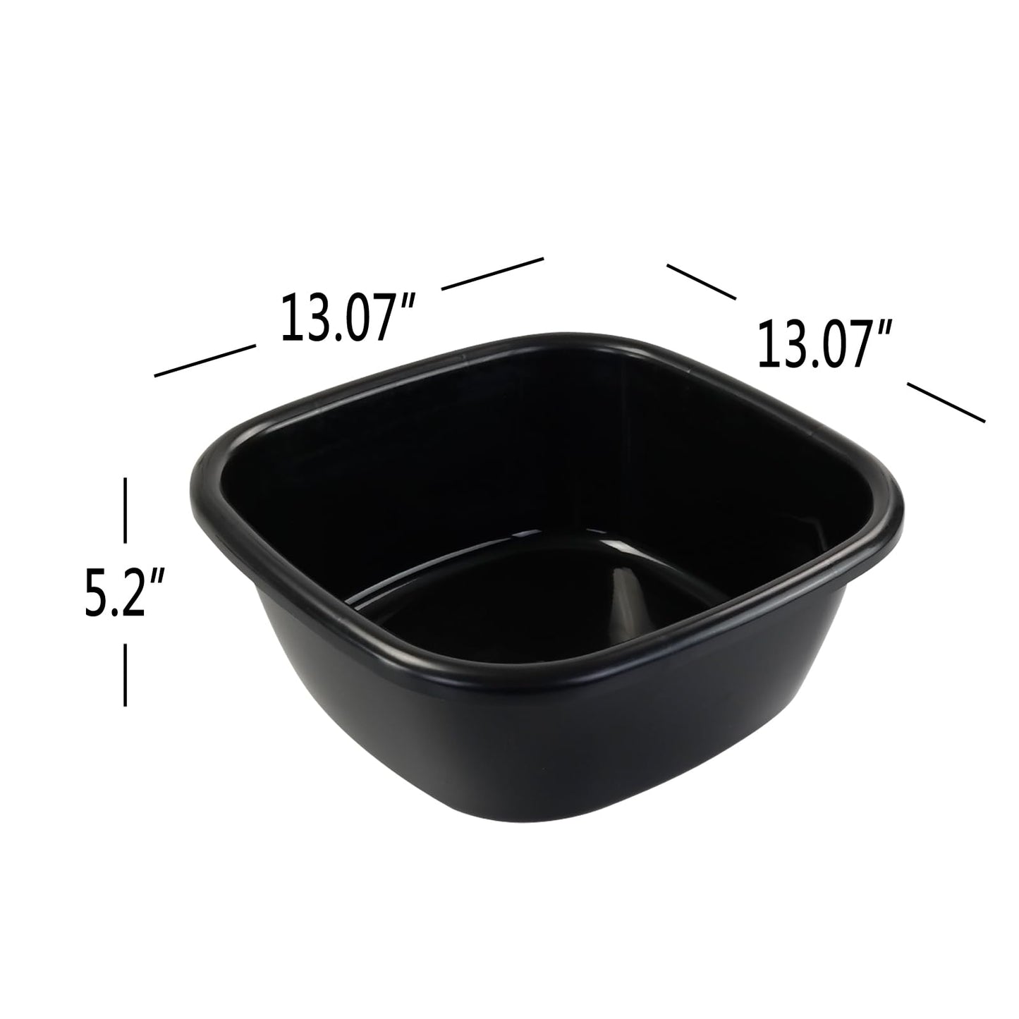 Qskely 3 Packs Plastic Wash Basin, 12 Quart Dish Tub, Black
