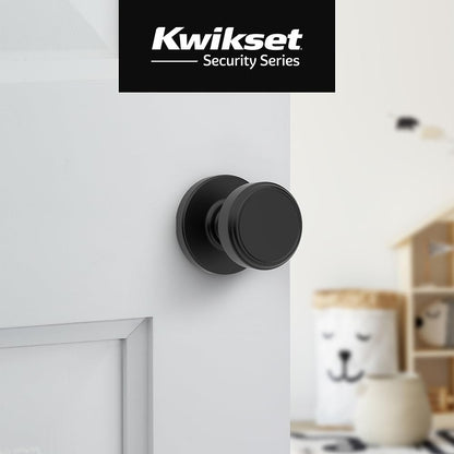 Kwikset Maven Interior Passage Door Knob, Handle for Closet and Hallway Doors, Round Non-Locking Doorknob in Matte Black, with Microban Protection