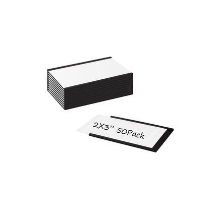 Realth 50pcs C Channel Magnetic Label Holders with Transparent Protective Film 50MM X 76.2MM for Wall Cabinets and Drawers Metal Whiteboards (MLH2350)
