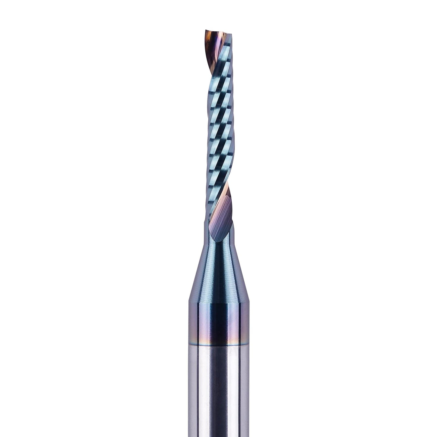 SpeTool O Flute Spiral Upcut Router Bits with 1/8" Cutting Diameter 1/4 Shank, Carbide Single 1 Flute End Mill with Coating Extreme Tool Life for CNC Aluminium Cutting Carving Engraving Tool
