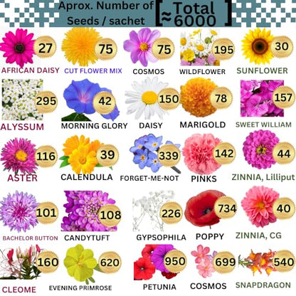 25 Packs Sachets Flowers Varieties Heirloom Seeds Packets Seeds with 25 Planting Labels 100% Non-GMO. Sachets de graines potagères