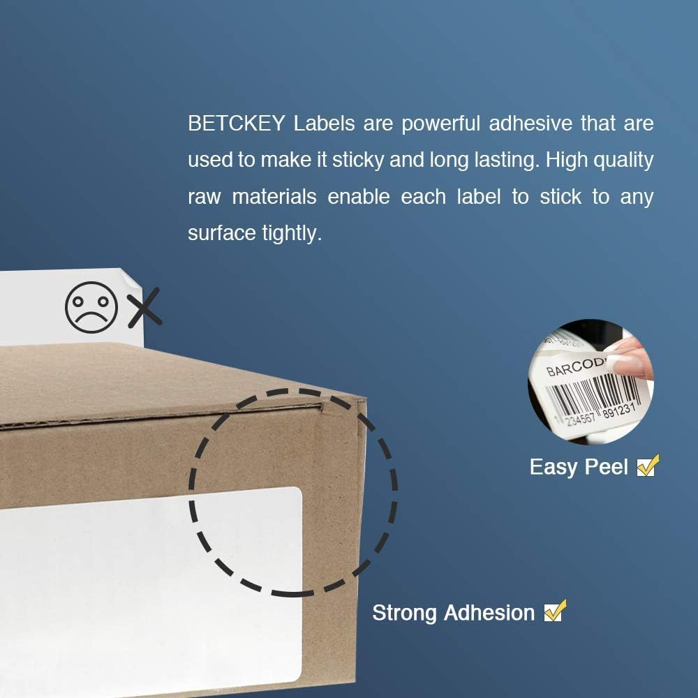 BETCKEY - Compatible Address Labels Replacement for Brother DK-1201 (1.1" x 3.5"), Use with Brother QL Label Printers [6 Rolls + 1 Reusable Cartridge]
