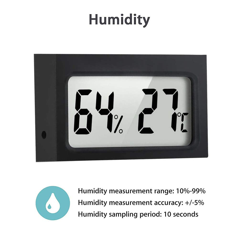 Rojuna 10-Pack Mini Thermometer Hygrometer, Large Number Small Digital Electronic Temperature Humidity Meters Gauge Indoor LCD Display Celsius for Greenhouse, Garden, Cellar, Fridge, Mason Jar