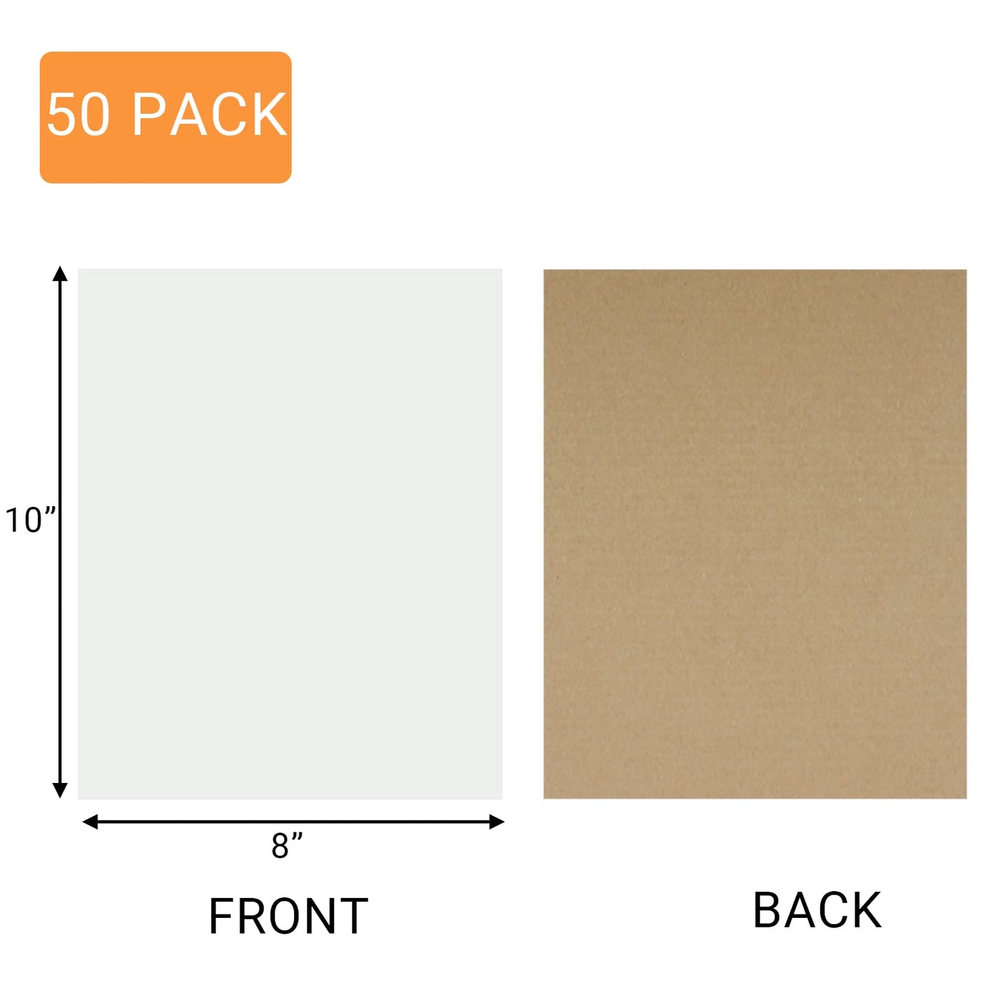Suituts 50 Packs 8X10 Inch White Corrugated Sheets, Thick Cardboard Filler Insert Bulks for Packing, Mailing, Shipping Backing for Crafts, DIY Art (White)