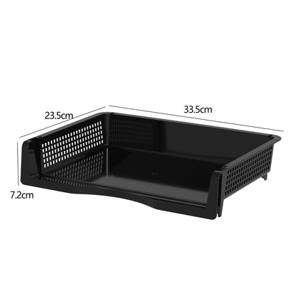 Vcansay 6 Tier Plastic A4 Size Document Trays, Office Stackable Letter Paper File Trays, Black