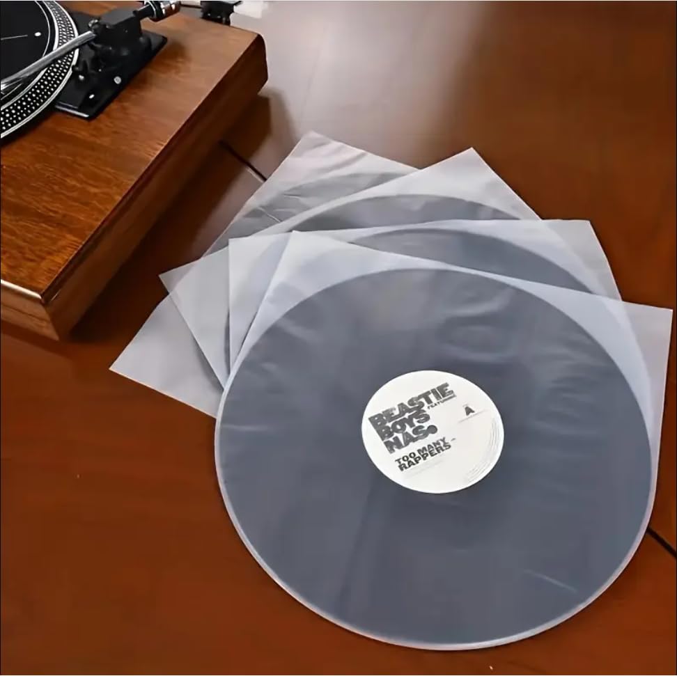 50 Vinyl Record Sleeves Set – 25x Inner + 25x Outer Sleeves – Anti-Static, Acid-Free, 12 Inch LP Protective Covers for Singles, Doubles & Gatefolds