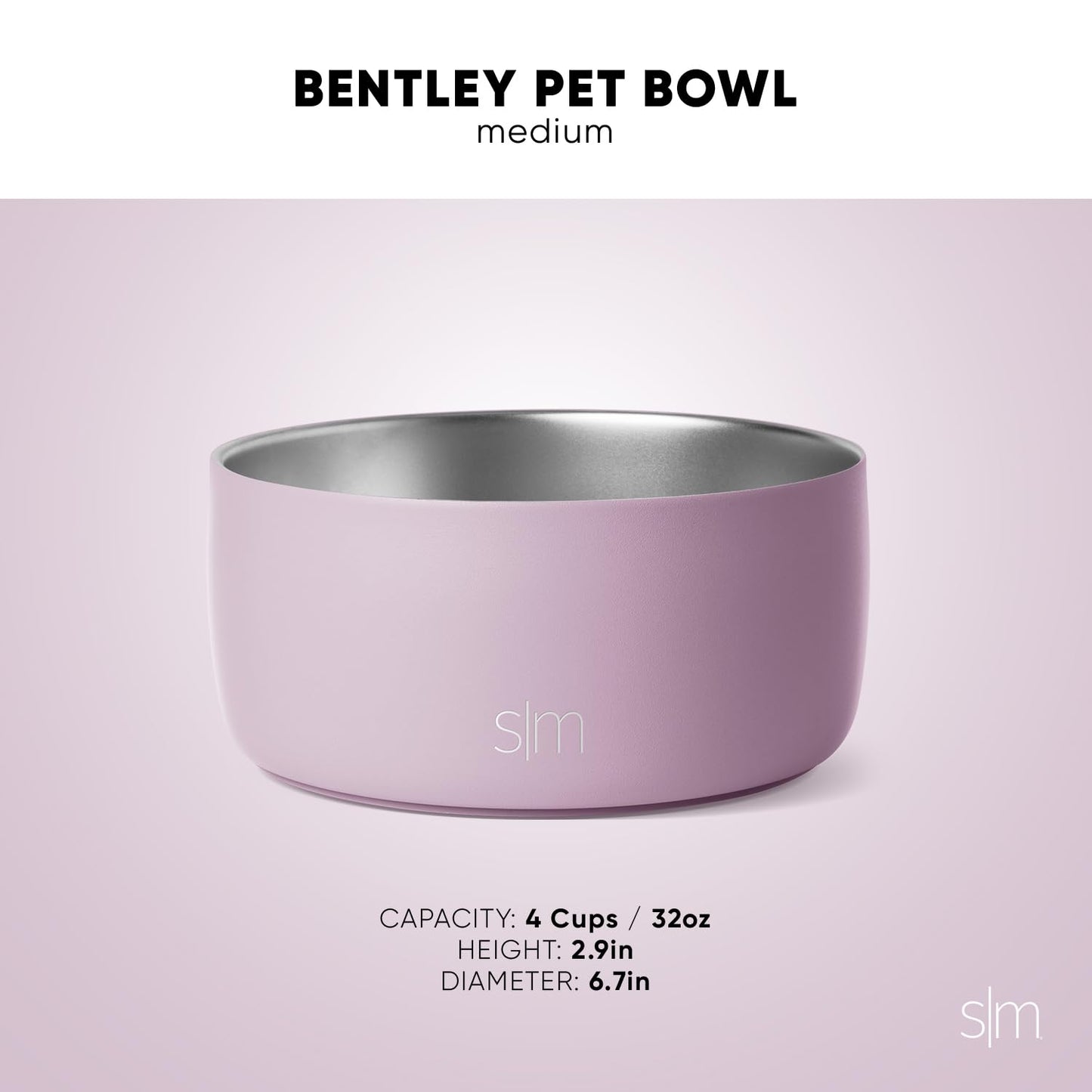 Simple Modern Stainless Steel Pet Bowl for Dogs & Cats | Insulated Stainless Steel Food Bowls for Dog Cat | Bentley Collection | Medium (32oz) | Sea Glass Sage