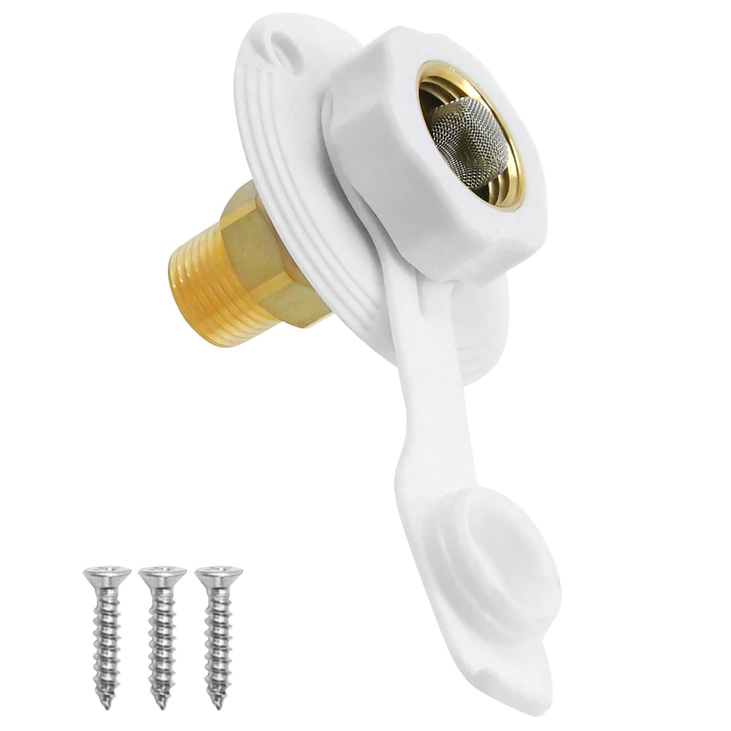 VIKKSAER RV Brass Water Inlet Connection Kit, 1/2" NPT Male with Check Valve, City Water Connection Inlet for RV Camper Motorhome Trailer Marine (6 Pieces)