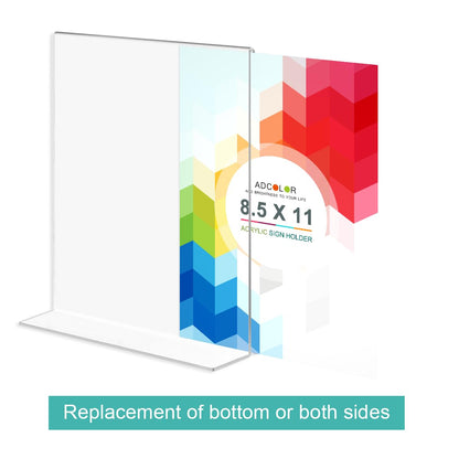 ADColor Clear Acrylic Sign Holder 8.5x11, Vertical Brochure Flyer Document Paper Display Holder for Office Desktop, Double Sided Plastic Picture Frame Table Menu Ad Display Stand for Restaurant Store Show Fairs-4Pack