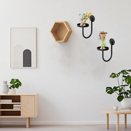 3 Pack Wall Plant Holder Wall Planters Black Metal Plant Wall Shelf Indoor Plants Hanger Modern Wall-Mounted Hanging Planter for Outdoor Livingroom Window Bedroom Balcony Patio Flower Pot Decor