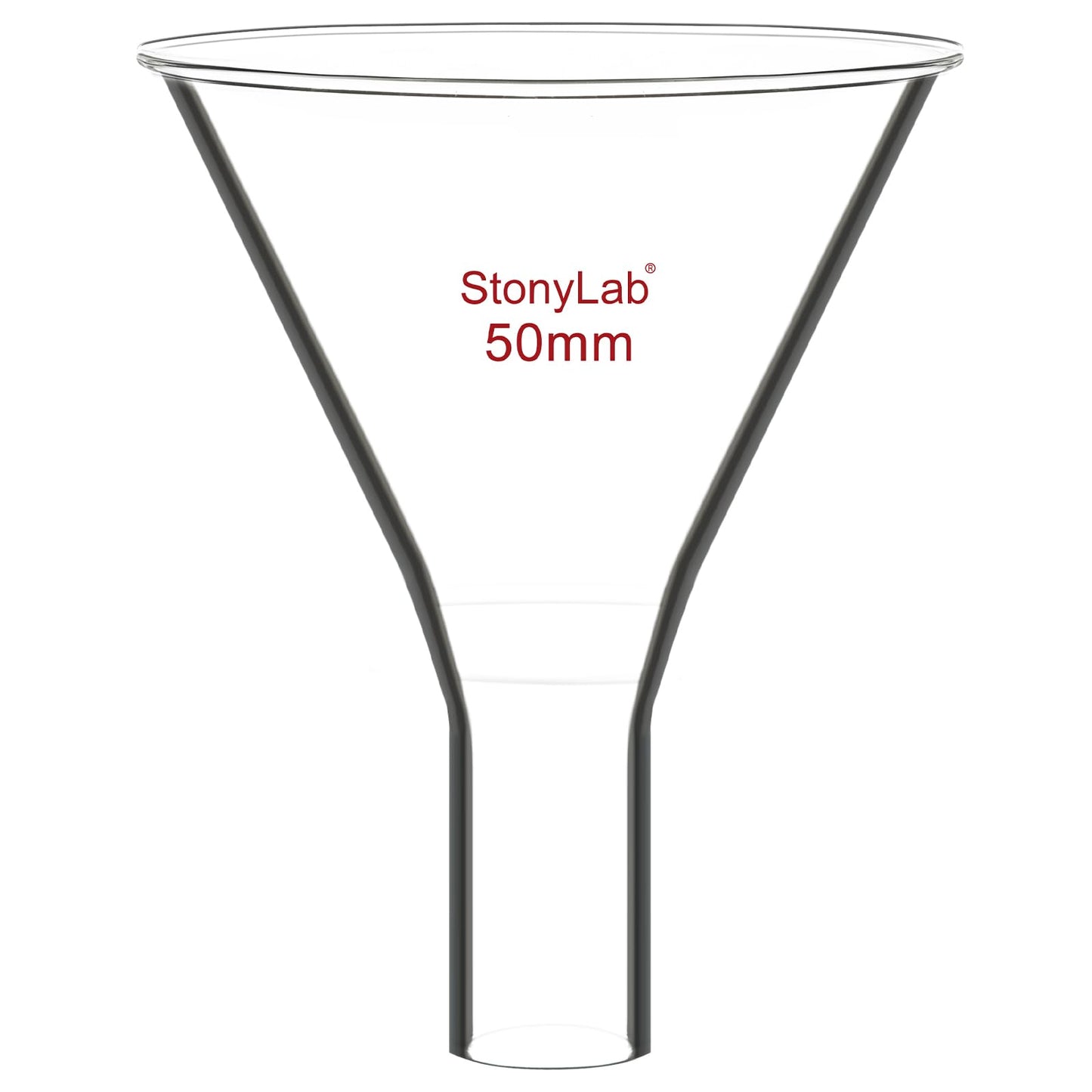 stonylab Glass Powder Funnel, Heavy Wall Borosilicate Glass Short Stem Funnel with 50 mm Top Diameter and 22 mm Stem Length